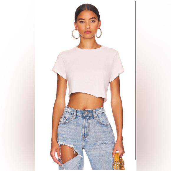 RE/DONE x Hanes Cropped 60's Slim Tee in White - Picture 1 of 6